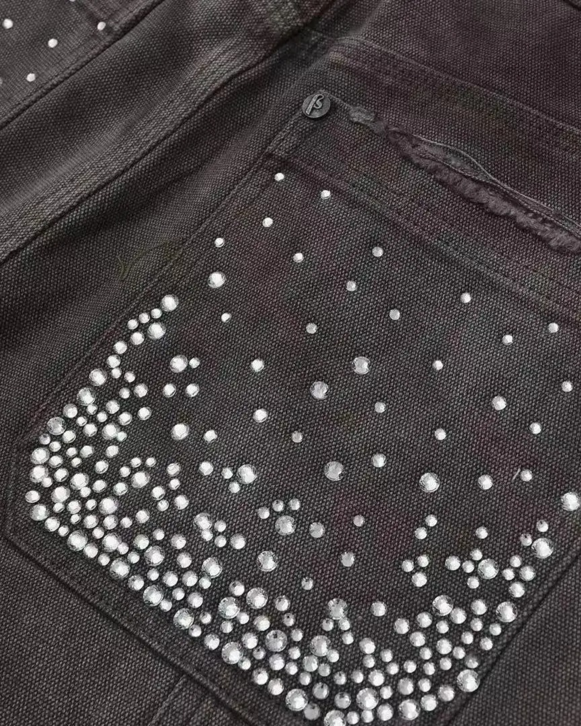 Studded Distressed Denim Shorts